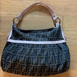 Authentic Fendi Zucca canvas monogram shoulder bag